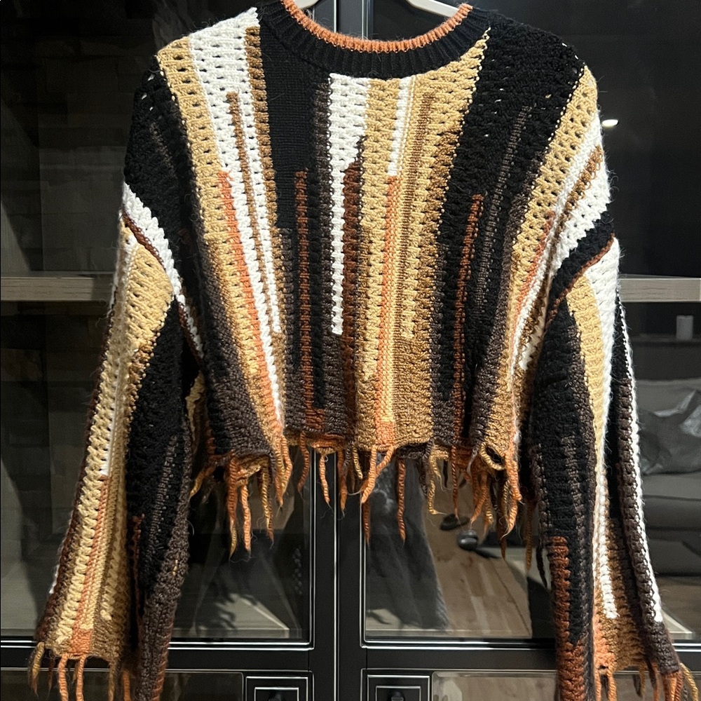 Zara Multicolor Crochet Sweater- Crop
